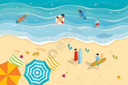 划艇比赛海边度假插画
