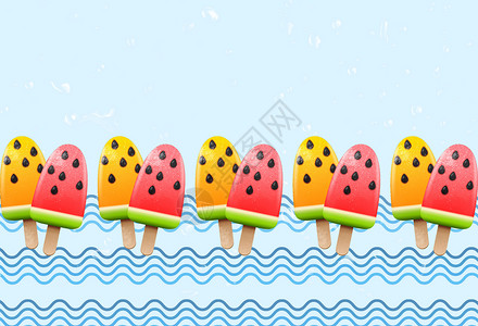 三个西瓜冰棍夏季清凉雪糕设计图片