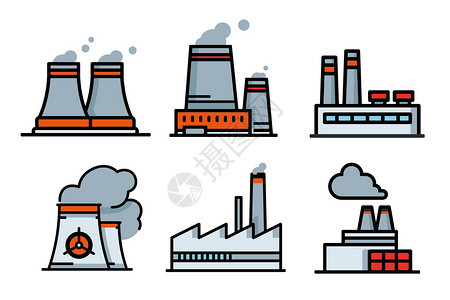 重工业污染工业污染图标插画