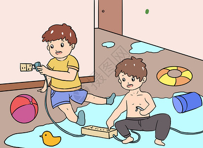 排痰儿童安全插画