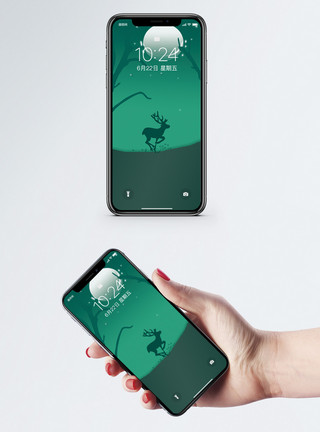 绿壁纸卡通动物手机壁纸模板