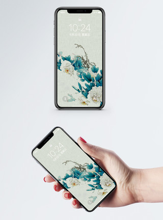 黄金牡丹中国风手机壁纸模板