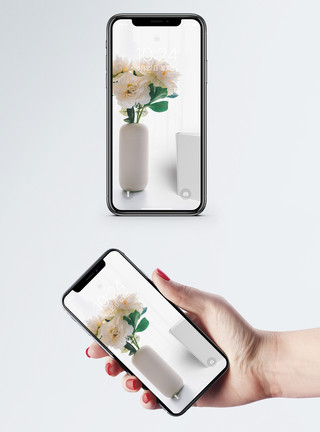 白色纯色背景静物花瓶手机壁纸模板