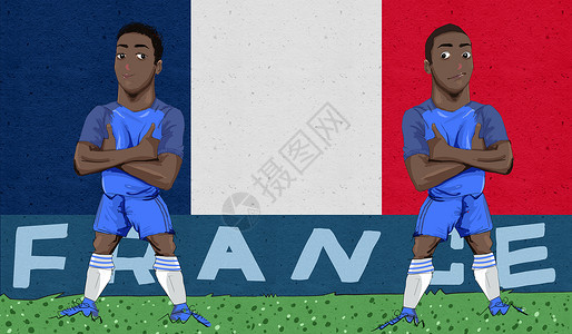 动签人物素材八强足球队法国插画