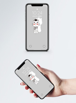 卡通简笔画动物优雅的猫手机壁纸模板