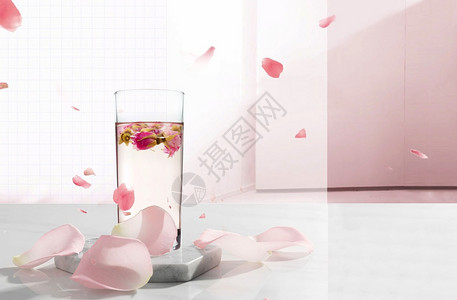玫瑰与餐具茶与饮食健康桌面背景设计图片