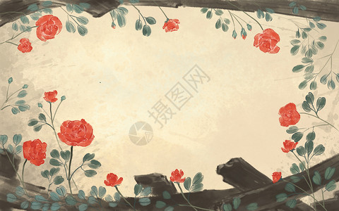 背景花卉围栏中国风高清图片