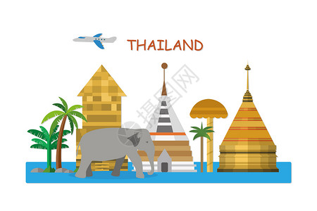泰国水上乐园泰国旅游插画