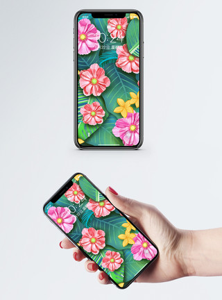 花卉插画背景花卉手机壁纸模板
