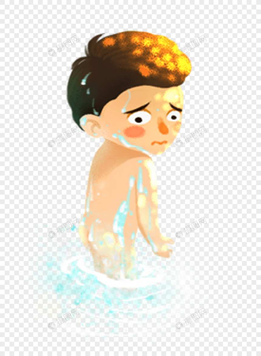 男孩洗澡图片