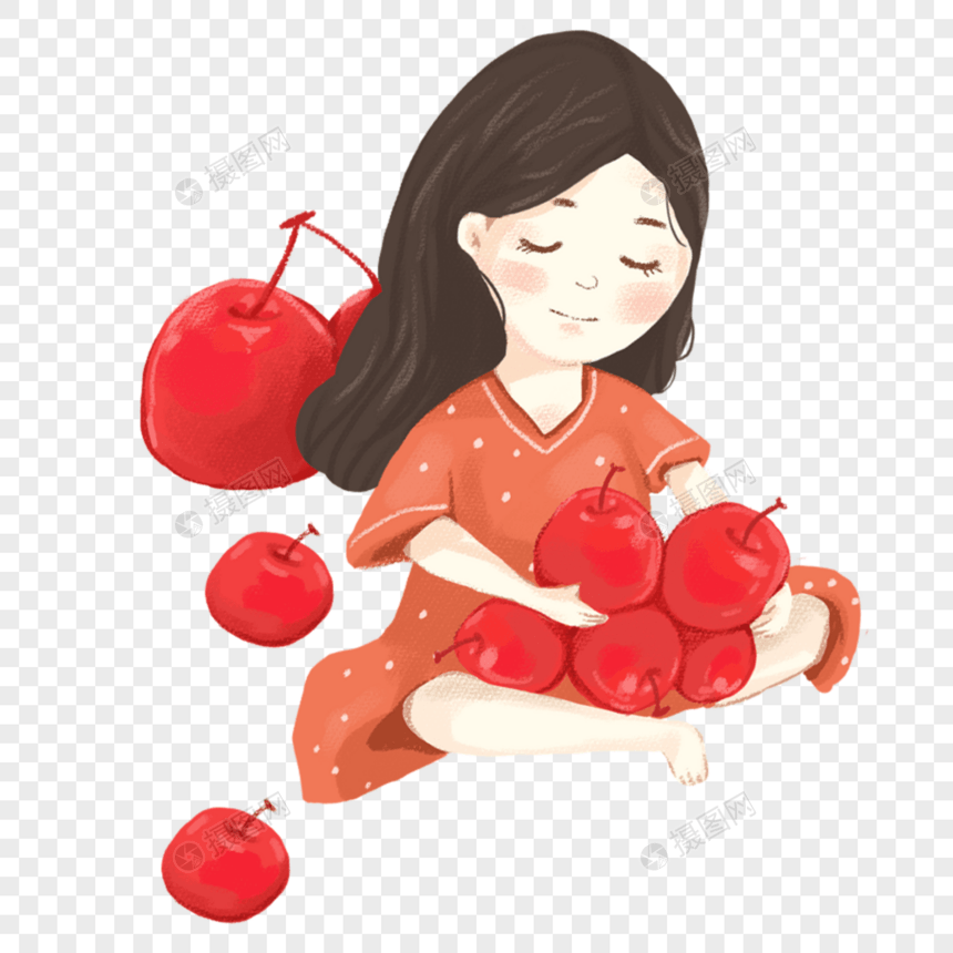 抱着苹果的女孩图片