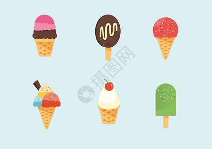 抹茶牛奶冰淇淋棒冰图标插画