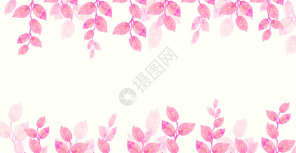 粉红色水彩叶子插画图片