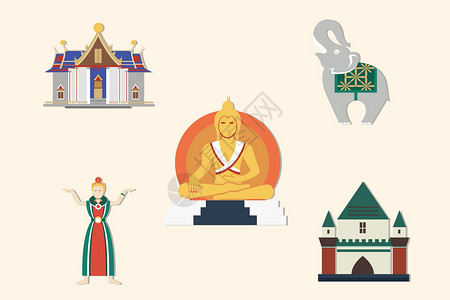 泰国寺泰国旅游插画