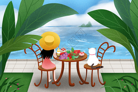 度假海边下午茶高清图片