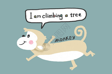 猴动物手绘插画背景图片