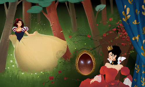 森林魔法童话白雪公主插画