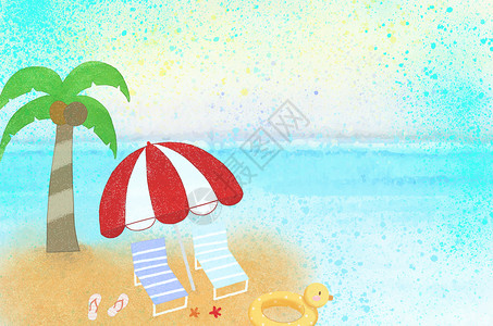 彩色沙子海边背景插画