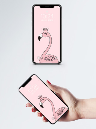 粉色酷炫火烈鸟卡通手机壁纸模板