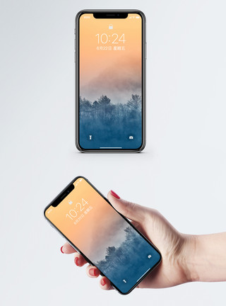 日光素材迷雾森林手机壁纸模板