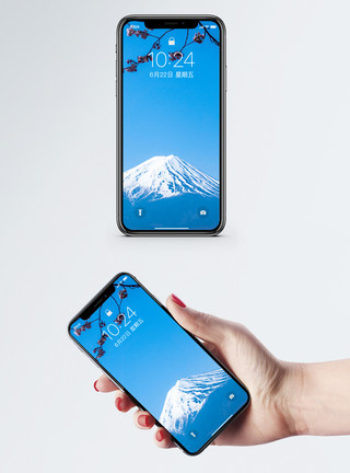富士山樱花树富士山手机壁纸模板