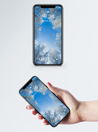 雾蓝色冰挂风景手机壁纸模板
