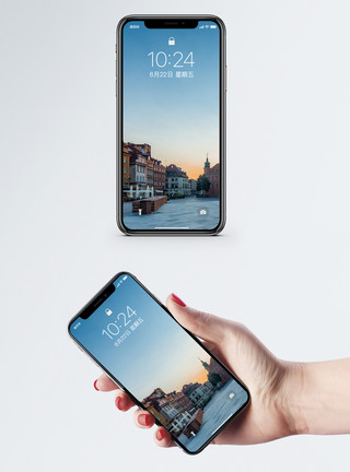 欧式城市清晨街景手机壁纸模板