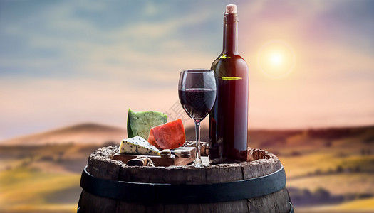 食物和酒红葡萄酒酿制设计图片