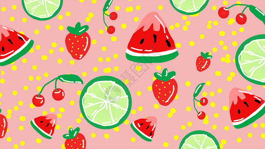 草莓促销展板夏季水果插画插画