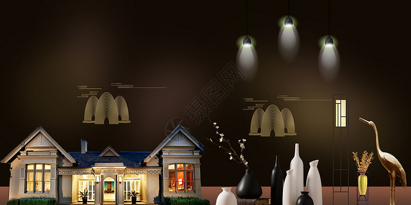 地产商业海报新中式房地产背景设计图片