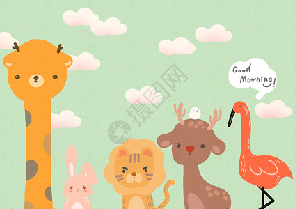 长颈鹿鹿小动物插画