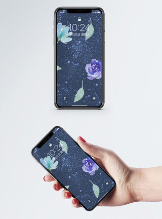 蓝色花卉植物植物手机壁纸模板