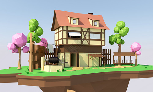 插画建筑小房屋创意房屋空间场景设计图片