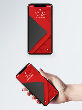 红色几何三角形几何手机壁纸模板