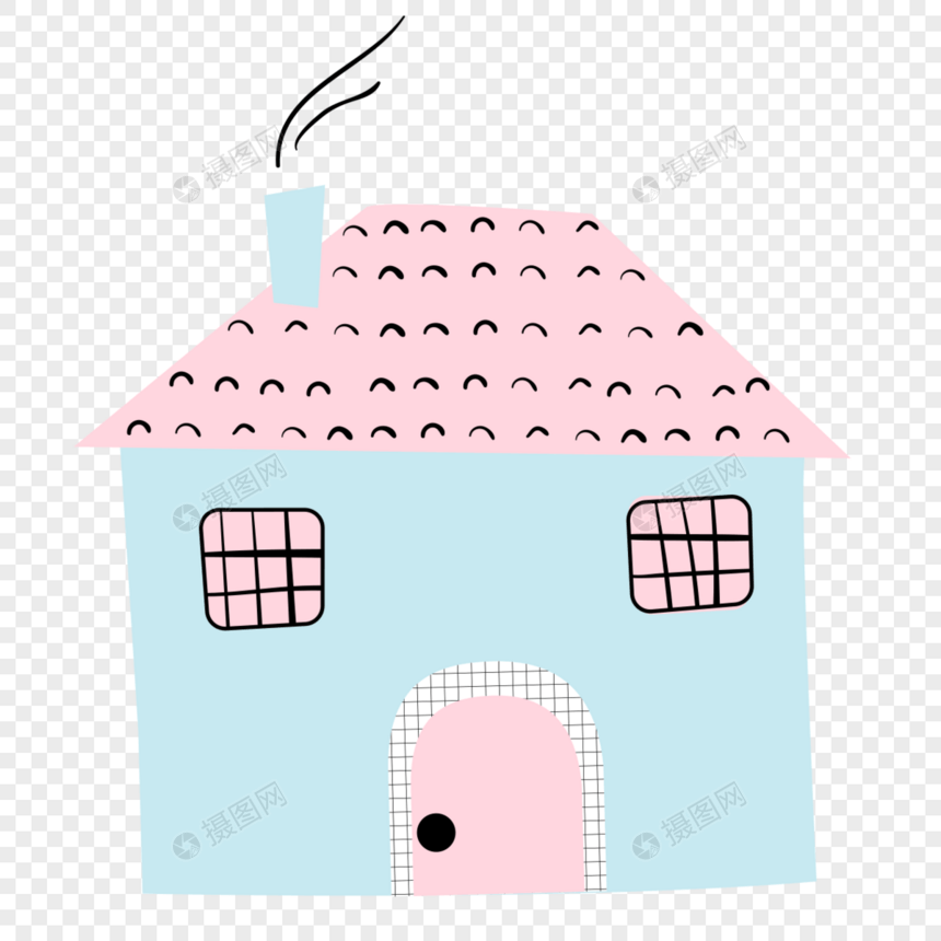 可爱卡通粉色系房子图片