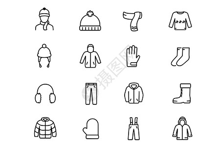 冬季手套生活衣服图标插画