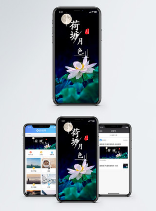 双11海报荷塘月色手机海报配图模板