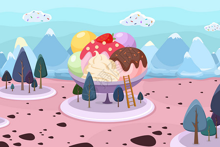 一堆草莓冰饮世界插画