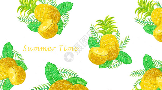 夏日水果菠萝插画图片