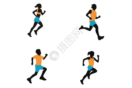 年轻人跑步运动运动健康插画