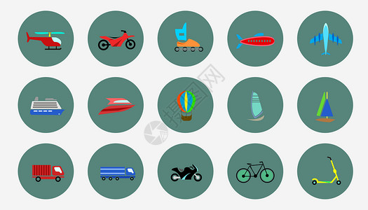 踏板车交通工具图标插画