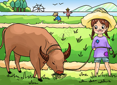 童年放牛回忆童年插画