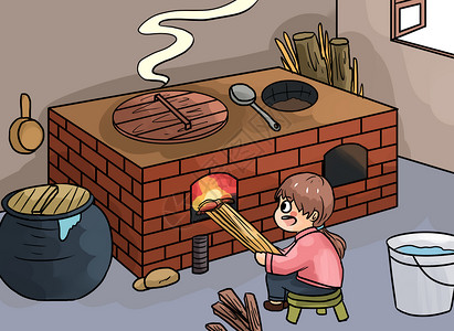 厨房火回忆童年插画
