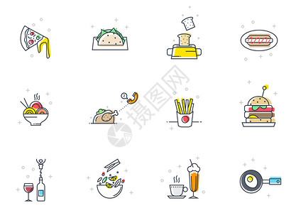 面包机美食食物外卖图标icon插画