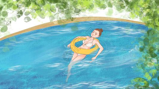黄色的泳衣夏日清凉插画