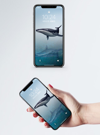 创意意境星空鲸鱼手机壁纸模板