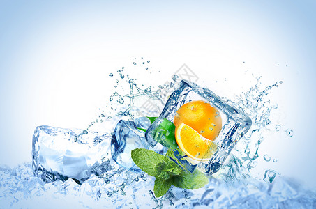 美味果汁清凉水果背景设计图片