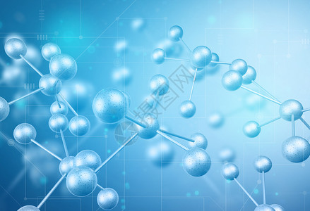 蓝色小球分子结构背景设计图片