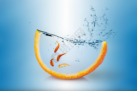 水里鱼创意清凉橙子设计图片