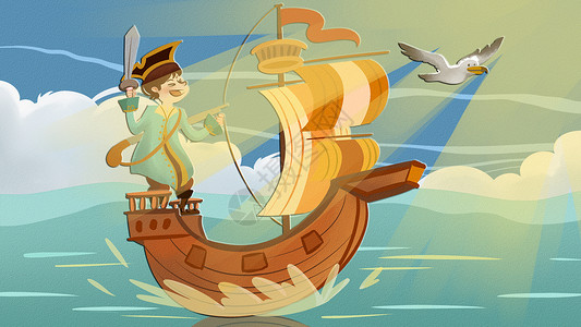 航海插画背景图片